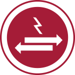red icon of two animated arrows pointed in opposite directions